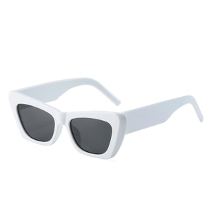 Lunettes de soleil œil-de-chat rétro avec monture blanche épaisse et verres foncés