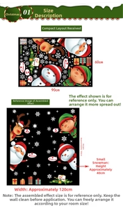Guide détaillé des tailles pour stickers de Noël avec dimensions de pose et rendu
