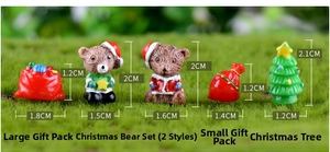 Miniatur-Weihnachtsbären-Set aus Harz mit genauen Größenangaben in Zentimetern für Deko