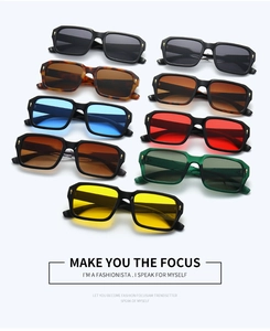 Collection of square retro sunglasses with vintage rivets and various lens colors