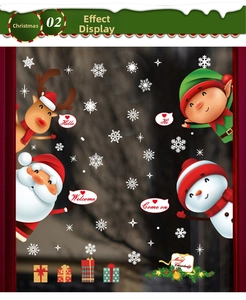 Stickers de Noël pour vitrine avec Père Noël, rennes et flocons de neige givrés