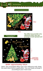 Detailed 60x90cm layout of Christmas stickers with Santa, tree and snowflake decals