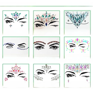 Detailed grid of assorted bohemian crystal face jewels and rhinestones for festivals