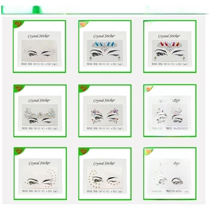 Nine styles of sparkling DIY face jewels and crystal stickers for makeup and body art decoration