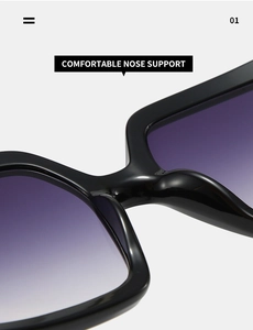 Détail du support de nez confortable sur lunettes de soleil carrées avec verres dégradés