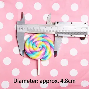 Rainbow swirl clay lollipop DIY accessory with 4.8cm diameter and colorful spiral design