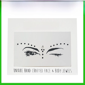 Unique handcrafted black acrylic crystal face sticker with floral patterns for festivals