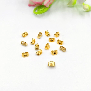 316L stainless steel gold earring backs with S18 engraving on white background