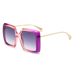 Lunettes de soleil carrées oversize dégradé violet avec fines branches en métal doré