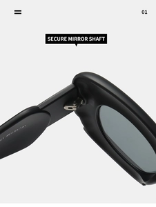 Detail shot of the secure metal hinge and inner arm specifications of the cloud sunglasses