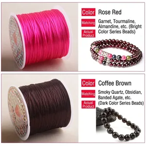 Flat crystal elastic cord in rose red and coffee brown for DIY beaded jewelry making