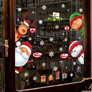 Stickers de Noël pour vitrines avec Père Noël et renne pour décoration festive en verre