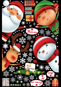Stickers de Noël pour fenêtres avec Père Noël et rennes pour décoration festive murale