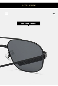 Detail shot of black metal aviator frames featuring non-slip texture and sturdy hinges