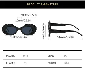 Tableau des tailles détaillé pour lunettes de soleil steampunk avec spécifications du cadre