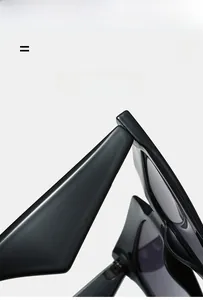 Detail view of high-elastic black square sunglasses frame showing durable hinge quality