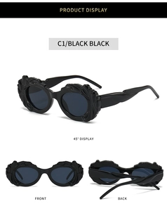 Trois angles de lunettes de soleil steampunk avec motifs de nuages 3D et cadres noirs