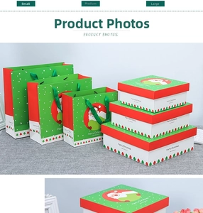 Christmas gift bags and boxes set with festive Santa Claus and Merry Christmas prints
