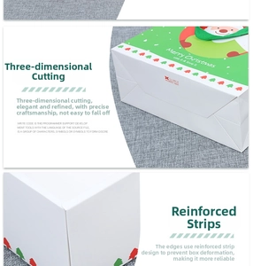 Detail of Christmas gift bag with reinforced base and Santa Claus patterns