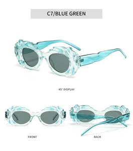 Vues détaillées de lunettes steampunk bleu vert avec textures en relief et verres gris