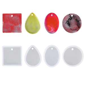 Stampo In Silicone Per Creazione Gioielli In Resina Ciondolo Con Foro Geometrico Quadrato Rotondo Ovale Goccia Specchio Trasparente