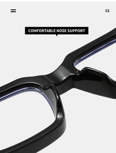 Macro detail of comfortable integrated nose support on black rectangular glasses frames
