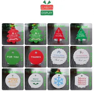Size chart showing various Christmas gift tag dimensions from 3cm to 5.7cm wide