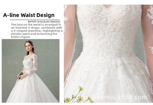 Detail of waist-slimming lace pattern with exquisite shanzuan beading on white wedding dress