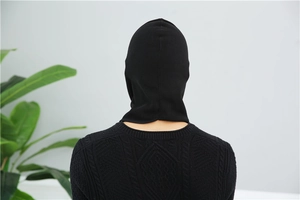 Back view of a black thermal fleece balaclava showing snug fit for outdoor cycling