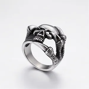 Skull Claw Ring Vintage 316L Stainless Steel Gothic Biker Jewelry Punk Style For Men Anti-Allergic Non-Fading
