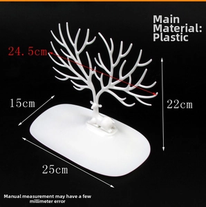 Detailed dimensions of white deer antler jewelry organizer with base tray and measurements