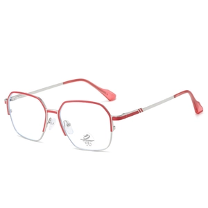 Zweifarbige quadratische Metallbrille in Rot-Silber mit Blaulichtfilter und UV400