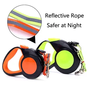 Laisse Rétractable Pour Chien Automatique Ruban Nylon Réfléchissant Verrouillage Un Bouton Robuste Pour Petits Moyens Grands Chiens