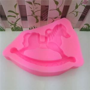 Pink rocking horse silicone mold for salt sculpture and hanging cake decorations