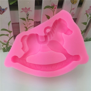 Pink rocking horse silicone mold for salt sculpture and DIY hanging cake decorations