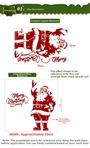 Guide des tailles autocollant Père Noël avec feuille 60x90cm et rendu final de 98x100cm