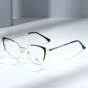 Fashion Cat Eye Anti Blue Light Glasses Metal Large Frame UV400 Protection Optical Eyewear For Women Business