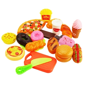 Détails du set de jouets fast-food avec pizza, burger et frites pour enfants