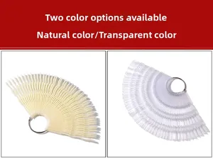 Detailansicht von Nagellack-Farbfächern in Natur und Transparent mit Metallring
