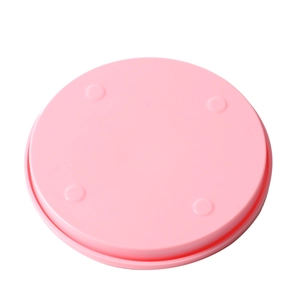 Mini 360-degree rotating pink cake turntable with carbon steel bearings for smooth baking