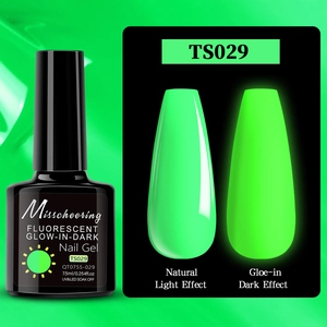 Glow in the dark neon nail polish in natural light and dark environment effects