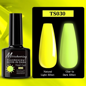 Glow in the dark neon yellow nail gel polish TS030 with UV LED curing and soak off feature