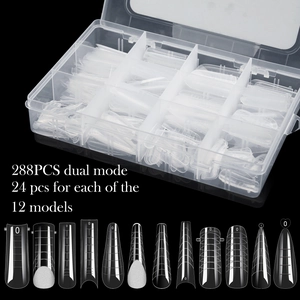 288pcs transparent dual forms nail system kit with 12 sizes and scale marks for extensions