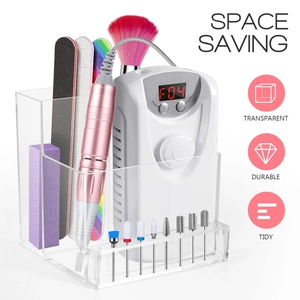 Nail Drill Bit Holder Storage Box Acrylic Transparent Organizer For Manicure Drill Machine Accessories Professional