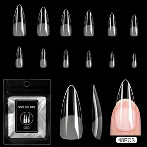 Tabella taglie per 48 punte per unghie finte in gel trasparente ultrasottile a mandorla
