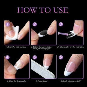 Step-by-step guide for applying French ballet style press-on nails with white tips
