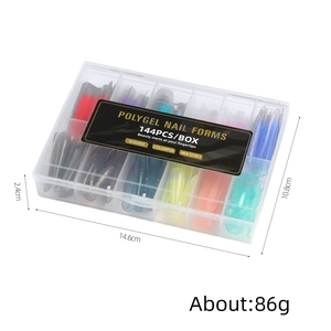 144-delige polygel nagelvormen set in 12 maten macaron kleuren en transparante opbergdoos