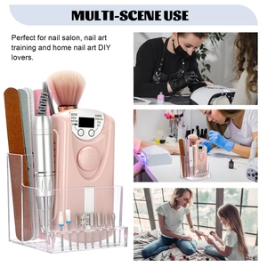 Pink electric nail drill kit with acrylic storage rack for professional salon and home DIY