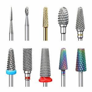 10-piece professional alloy nail drill bit set with assorted shapes and color coatings
