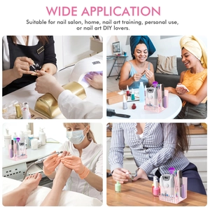Pink acrylic nail drill holder used in professional salon and DIY manicure scenarios